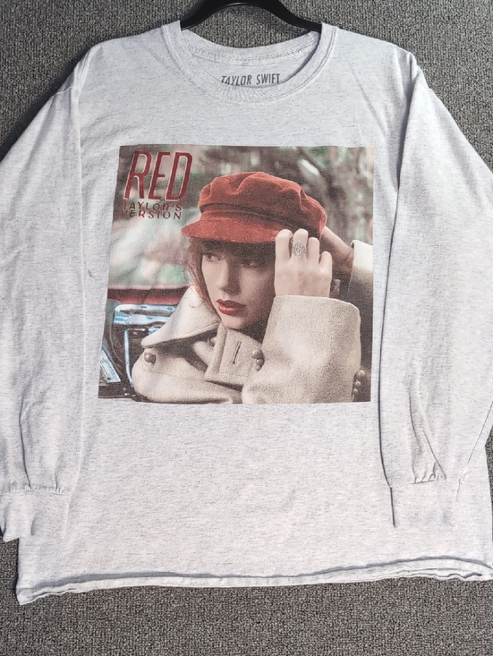 Taylor Swift Tops - Taylor Swift Red Taylor's Version Long Sleeve Shirt Size Large Heather Gray